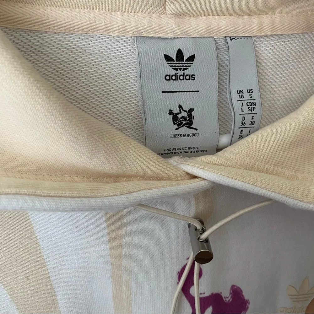 ADIDAS x Thebe Magugu Collab Drawcord Hoodie Sweatshirt, Semi Pulse Multicolor - Picture 6 of 6